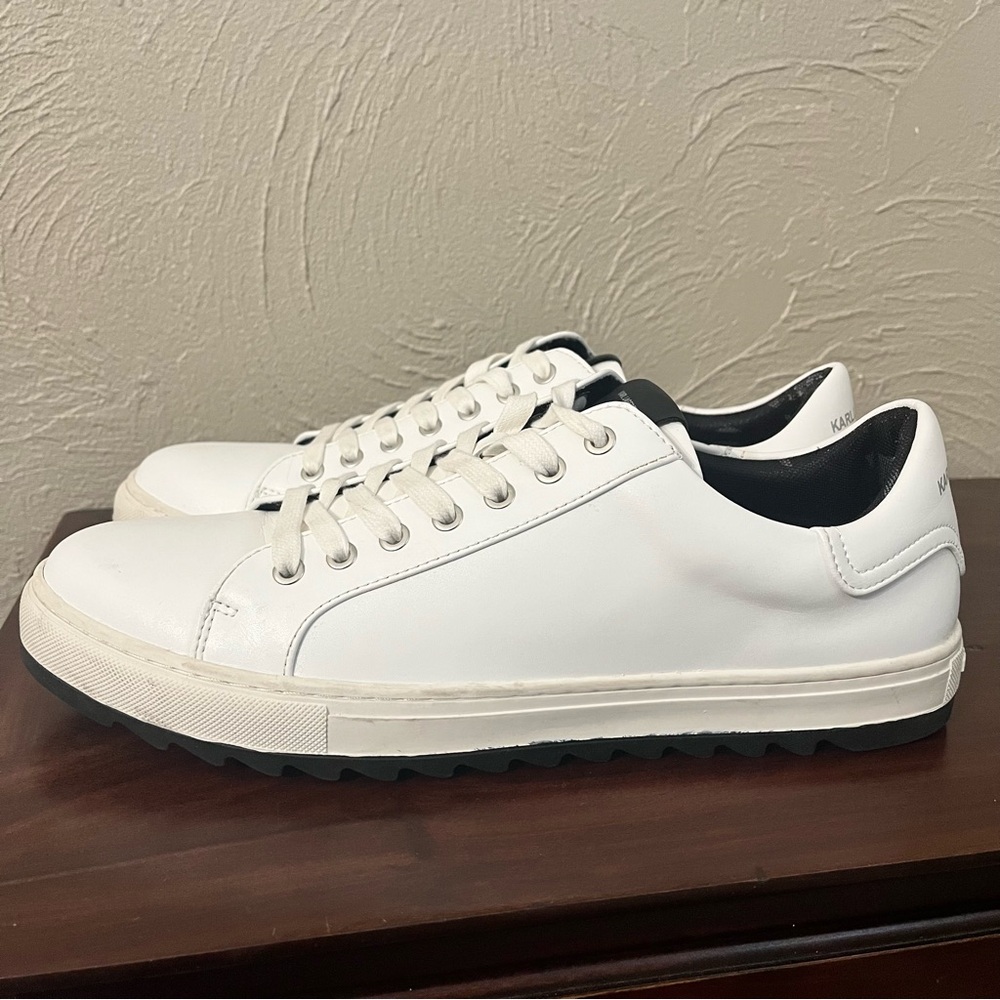 Karl Lagerfeld Paris Leather Sneakers White Lace Up Sneakers Shoes Mens Size 13